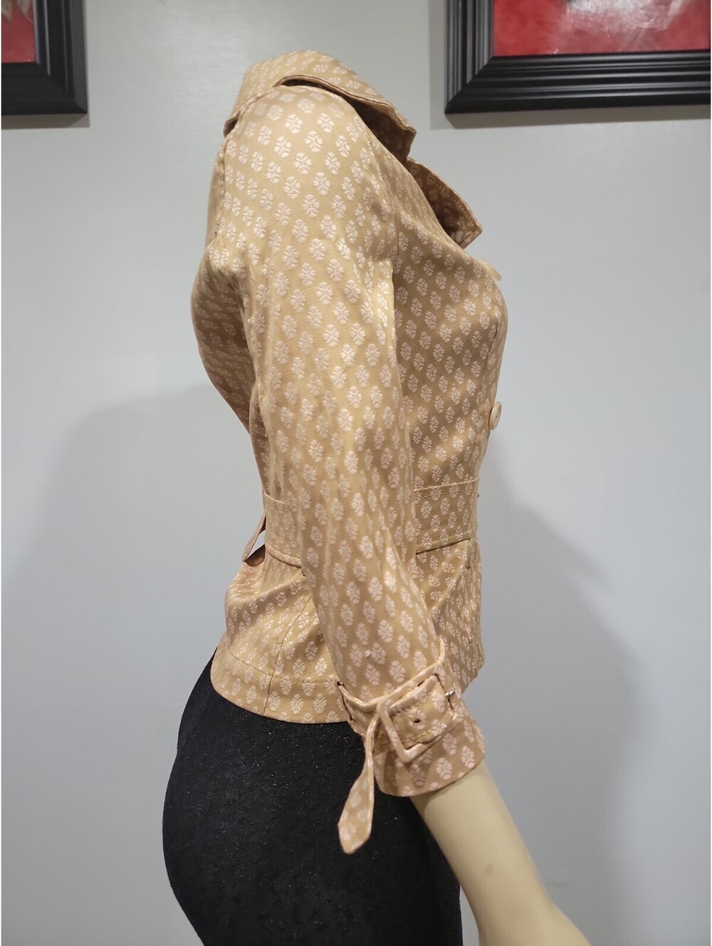 PIAZZA SEMPIONE Jacket Women US 4 IT 40 Beige Floral Belted Made in Italy NEW#CC - Picture 11 of 16